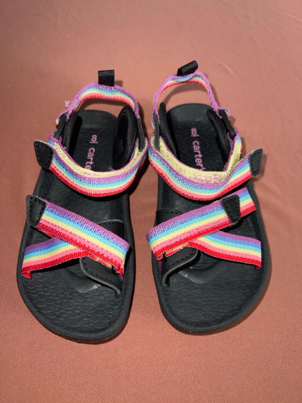 Carter's Rainbow Strap Black Footbed Kids Sandals